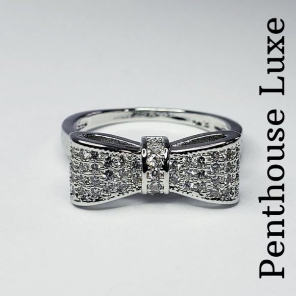 Micro Paved Silver Bow Ring - Picture 3 of 5